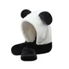 Berets chapéu térmico panda forma de pelúcia inverno para proteção completa calor à prova de vento boné ao ar livre com desenhos animados unisex clima