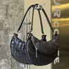 Turns Bag Designer BottegassVenetaa Woven Genuine Leather Shu Qi's same Gemelli twin leather crossbody one shoulder carrying crescent elegant and fashionablewwq