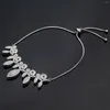 Necklace Earrings Set 2023 Adjustable Chain Necklaces Bracelet 4-piece Bridal Jewelry Fashion CZ Zirconia Crystal Bride Wedding Jewellery