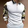 Polos masculinos 2022 manga longa casual zip-up polo camisa africana impressão tribal rua casual primavera / outono top camisa impressa 3D masculina S-3XL Q231215