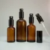 Groothandel Amber Glas Spray Parfumflesje Parfum Verstuiver Dikke Lege Make Cosmetica Container 5-100 ml LL