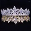 Hårklipp bling zirkon krona mode brud pannband tiaras barock kristall bröllop huvudbonad smycken tiara och prinsessa