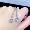 Dangle Küpe Toplam 1.4Ct Doğal Aquamarine Damla 5mm 7mm Açık Mavi Katı 925 Gümüş Takı