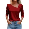 Kvinnors T -skjortor Casual Fashion Solid Song Sleeve Lregular Collar Lapel bekväm pullover Top Spring och Autumn Clothing Ladies