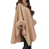 Женские полушерстяные элегантные женские зимние пальто с пушистыми рукавами-накидкой, куртка-накидка, женское шерстяное пальто, накидка с воротником из лисьего меха, теплые пончо Feminino 231214