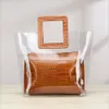 Composite Bag Messenger handväska handväska ny designer högkvalitativ mode två i en transparent fin vit brun