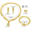 Conjunto de collar y pendientes, joyería chapada en oro de 24k, pulsera, anillo nupcial DD30229Set