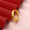 Anneaux de mariage Pure copie véritable or jaune 18 carats 999 24 carats uni à la mode simple bague givrée pour les amoureux masculins et féminins ne se fanent jamais bijoux 231214