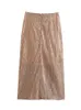 Vêtements ethniques Champagne Sequin Métallique Irrégulière Split Midi Jupe Taille Haute Soirée Élégante Longue 2023 Femmes Mode Une Ligne Party Wear 231214