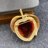 Brooches Vintage Gold Plated Fashion Jelly Glass Inlaid With Peach Shape Sweet Brooch Women's Jewelry