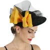 Damer Big Hair Fascinator Derby Hats med Mesh Millinery Cap Accessory for Women Elegant Party Show Race Feathers Headwear