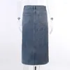 Skirts Personalized Unilateral Split Denim Skirt For Women American Street Fashion Product 2023 Summer