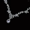 Orecchini per collana Set 5A Grado CZ Perle Orecchini da sposa per donne Accessori per gioielli da ballo