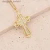 Pendant Necklaces Delicate Luxurious Gold Color Cross Zircon Pendant Necklace For Women 2022 New Fashion Jewelry Gift 18K Gold Plated Copper AlloyL231215