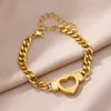 Link Armbanden Vergulde Hart Armband Voor Vrouwen Italiaanse Charme Roestvrij Staal 2023 In Femme Esthetische Sieraden Pulseras Mujer