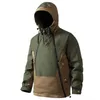 Vestes de chasse hiver fonctionnel Double fermeture éclair conception doudoune hommes blanc canard chaud manteau couture couleur Hoode coupe-vent Parka mâle