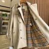 Casaco feminino longo trench coat shorttrench coat luxo primavera outono terno de comprimento médio estilo britânico casaco bege jaqueta tp jaqueta casual com cinto