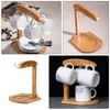 Kitchen Storage Countertop Mug Hanging Rack Coffee Bar Accessory Clothes Drying Glass Tea Cup Bamboo Organizer Shelfs