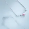 Collane con ciondolo Moda giapponese Argento placcato Corna di alce CZ Cristallo rosa Fiori di ciliegio Fascino Gioielli da donna per fidanzamento di nozze