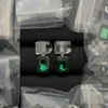 European and American emerald Diamonds Zircon letter earrings Women Ear Stud wedding embellish wear Jewelry