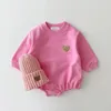 Rompers Korea Baby Sweatshirt Romper Boy Spring Farth Soft Long Sleeve Cotton Bear Infant Bodysuit Girls Jumpsuits Hoodies Tops Outwear 231215