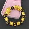 Charm Bracelets Gold Bracelet Imitation Vietnam Shakin Six-character Mantra Beaded Sand Good Luck Chinese Double Pixiu Jewelry303K