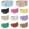 Belts Wide Metal Buckle Elegant Candy Color PU Leather Women Waistbands Korean Style Waist Female