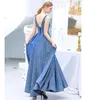 Jewel Shinning Fabric Bridesmaid Dress Floor-length Party Gowns With Beadings