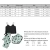 Vêtements de nuit pour femmes Ensemble de 3 pièces de pyjamas sexy pour femmes Cils Dentelle Satin Cami Tops Shorts Culottes Lingerie Pyjamas Vêtements de nuit Mujer