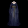 Vestidos casuais maxi vestido medieval retro gótico vestido de manga longa lace up cosplay noite festa de baile mulheres vestidos
