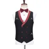 Erkekler Blazers Cenne Des Graoom 2023 Erkekler için Zarif Siyah ve Kırmızı Smokin Ceket Yelek Pantolon Bowtie 4pcs Set gelinlik 231215