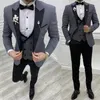 Erkek takım elbise özel yapılmış mor balo partisi düğün damat ince fit iş iş giymek erkekler blazer yelek pantolon evlilik kostüm