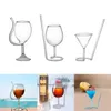 ワイングラスユニークなカクテルガラスガラスガラス製品シャンパンカップアイスコーヒーとストローゴブレットを備えたホームファミリーバー182mのためのストローゴブレット