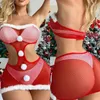 Ensemble sexy lingerie de noël sexy femmes mini pyjama transparent vêtements de jeu de rôle pornographique dentelle Babydoll 231215