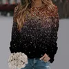 Women's Hoodies Fashionable Round Neck Casual Fine Glitter Printed Long Sleeved Top Sweatshirt Easy Fall Outfits Christmas Hoodie Zip Up