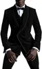 Men's Suits Blazers Men's Velvet Suits 3 Pieces Black Casual Shawl Lapel Winter Coat Classic Design / Tailcoat Tuxedos Groomsmen For Wedding 231215