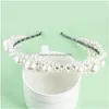 ヘッドバンドは花嫁の髪のアクセサリーのための白い模倣の真珠を備えた韓国スタイルヘッドウェア女性ウェディングパーティージュエリードロップデリバリーヘアDHK3F
