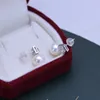 Orecchini pendenti con perla d'acqua dolce da 8-9 mm bianca forte luce quasi impeccabile per donna Argento S925