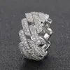 Bröllopsringar Fashionabla Hiphop Mens Shiny Cubic Zirconia Double Row Ice Diamond Cubic Chain Jewelry 231214