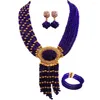 Ensemble collier et boucles d'oreilles marron pour femmes africaines, bijoux de mariage nigérian, perles en cristal