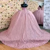 Różowy ukochana księżniczka suknia balowa koronka Tull quinceanera sukienki Słodka 15 16 urodzin sukienka na imprezę szatą de piłkę
