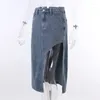 Skirts Personalized Unilateral Split Denim Skirt For Women American Street Fashion Product 2023 Summer