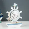 Väggklockor Desktop Clock Design Vitnage Decor Medelhavet Marine Ocean Nautical Style Home Display Beach House