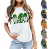 Women's T Shirts Gnome Print Round Neck Short Sleeve Shirt Top Silky Tee Women Womens Tech