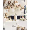 Party Decoration White Balloon Garland Arch Kit Gold Confetti Balloons 98 Pcs Artificial Palm Leaves 6 Wedding Birthday Decorations Dh49S