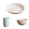 Platen 28 Stuks Whea Sraw Servies Lighweigh Kleurrijke Diner Desser Plae Bowls Cup Schotel Mes Vork Lepel Herbruikbare Ableware Dropship