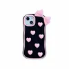 Coque de protection en silicone souple 3D avec nœud papillon en forme de cœur pour iPhone 11 12 13 14 15 Pro Max - Jolie coque girly - 1 pièce