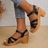 Kleidschuhe Knöchelriemen High Heels Sandalen für Frauen 2024 Sommer Plattform Gladiator Sandalias Mujer Weben Kreuzband Chunky Heeled Sandalen