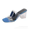 Slippers Maogu Zomer Luxe Sliders Schoenen Vrouwen Muilezels Metalen Gesp Slides Peep Toe Transparant Vrouwelijke 2023 Helder Hoge Hakken Sandalen