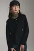Черная шерстяная универсальная короткая двусторонняя верхняя куртка с небольшим ароматом для женщин